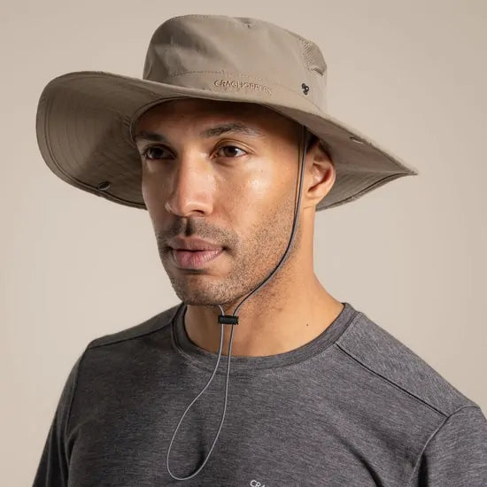 Craghoppers NosiLife Ranger Hat UPF 50+ Anti-Insect Lightweight Travel Safari Hat in Pebble - S/M