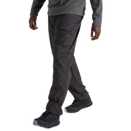 Craghoppers Kiwi Convertible Men’s Hiking Trousers Zip-Off UPF 50+ Water Repellent in Black Pepper