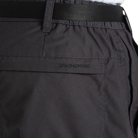 Craghoppers Kiwi Convertible Men’s Hiking Trousers Zip-Off UPF 50+ Water Repellent in Black Pepper