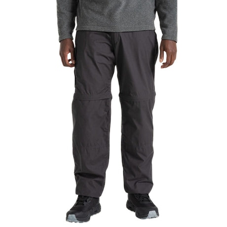 Craghoppers Kiwi Convertible Men’s Hiking Trousers Zip-Off UPF 50+ Water Repellent in Black Pepper