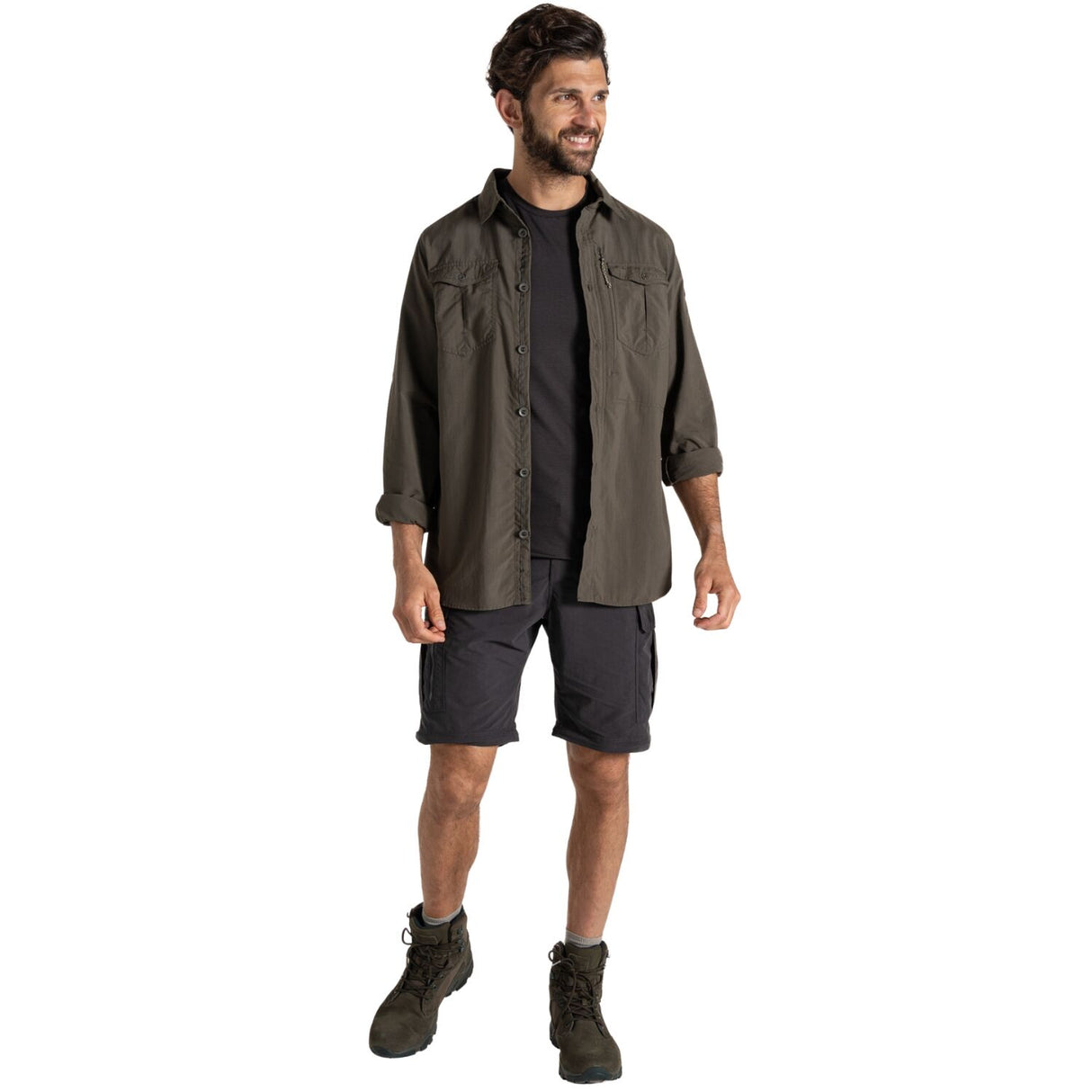 Craghoppers NosiLife Convertible Cargo Trousers III Men’s Anti-Insect Hiking Pants Zip-Off in Black Pepper