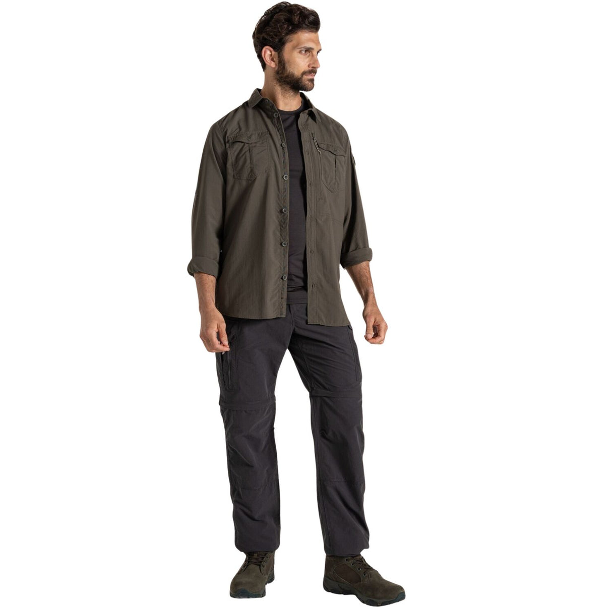 Craghoppers NosiLife Convertible Cargo Trousers III Men’s Anti-Insect Hiking Pants Zip-Off in Black Pepper