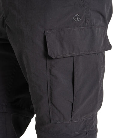 Craghoppers NosiLife Convertible Cargo Trousers III Men’s Anti-Insect Hiking Pants Zip-Off in Black Pepper