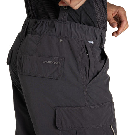 Craghoppers NosiLife Convertible Cargo Trousers III Men’s Anti-Insect Hiking Pants Zip-Off in Black Pepper