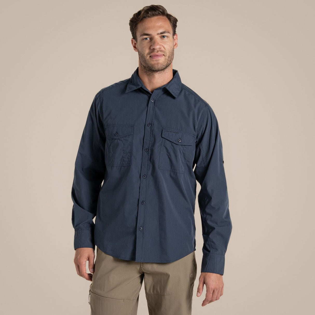 Craghoppers Kiwi Long Sleeve Outdoor Shirt in Ombre Blue