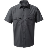 Craghoppers Mens Kiwi Polycotton UPF50 Insect Defence Travel Short Sleeve Shirt in Dark Grey