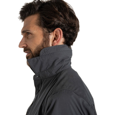 Craghoppers Mens Kiwi Polycotton UPF50 Insect Defence Travel Short Sleeve Shirt in Dark Grey
