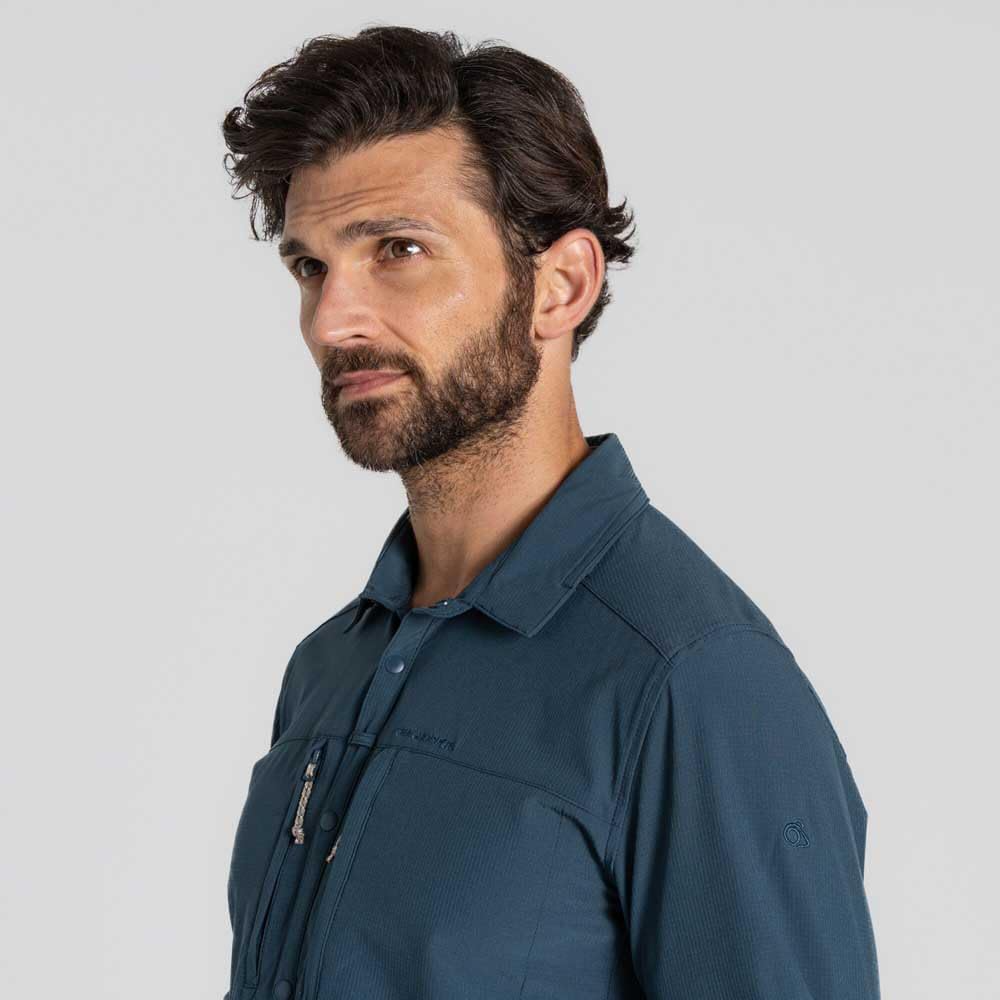 Craghoppers Mens NosiLife Long Sleeve Pro Shirt V in Blue Stone