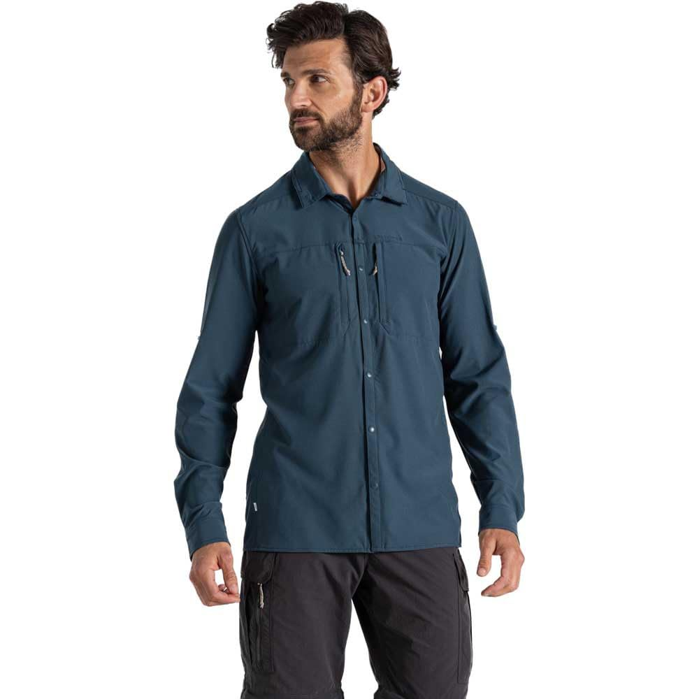 Craghoppers Mens NosiLife Long Sleeve Pro Shirt V in Blue Stone - S