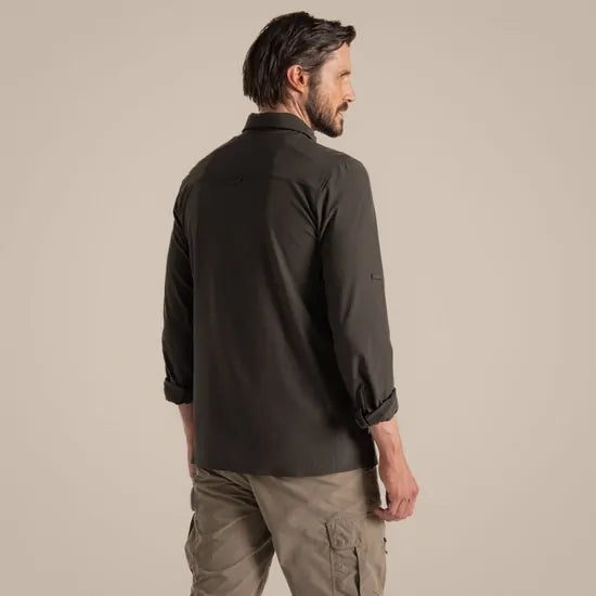 Craghoppers NosiLife Pro Long Sleeve Stretch Shirt V in Woodland Green
