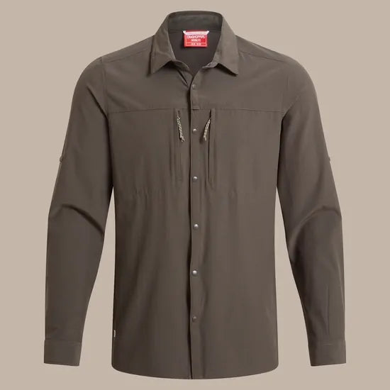 Craghoppers NosiLife Pro Long Sleeve Stretch Shirt V in Woodland Green
