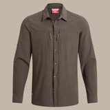 Craghoppers NosiLife Pro Long Sleeve Stretch Shirt V in Woodland Green
