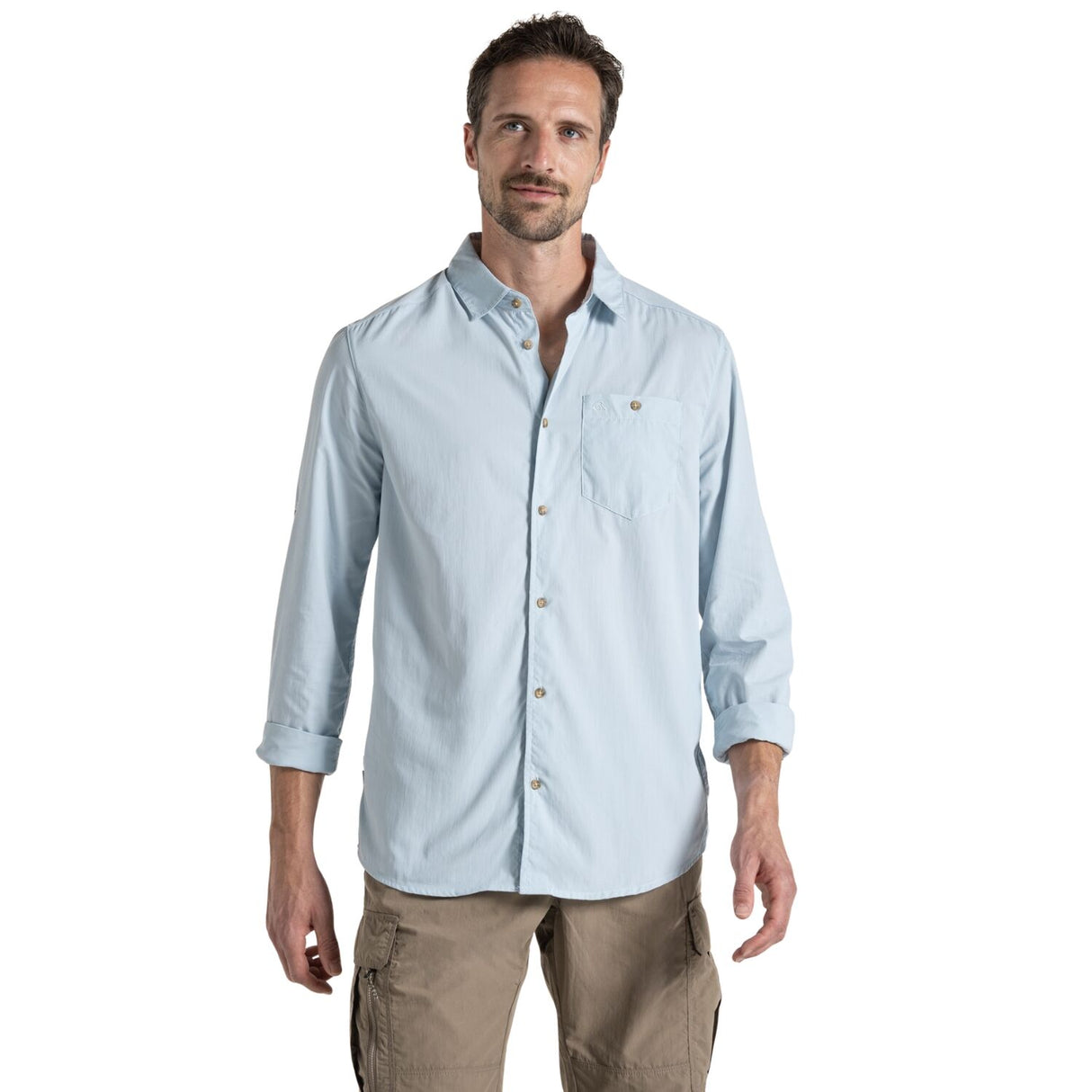 Craghoppers Mens Nuoro Lightweight Anti-Insect Long Sleeve Travel Shirt in Niagara Blue
