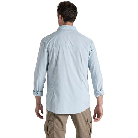 Craghoppers Mens Nuoro Lightweight Anti-Insect Long Sleeve Travel Shirt in Niagara Blue