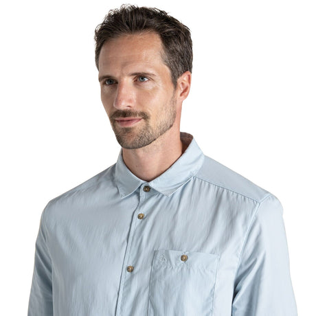 Craghoppers Mens Nuoro Lightweight Anti-Insect Long Sleeve Travel Shirt in Niagara Blue