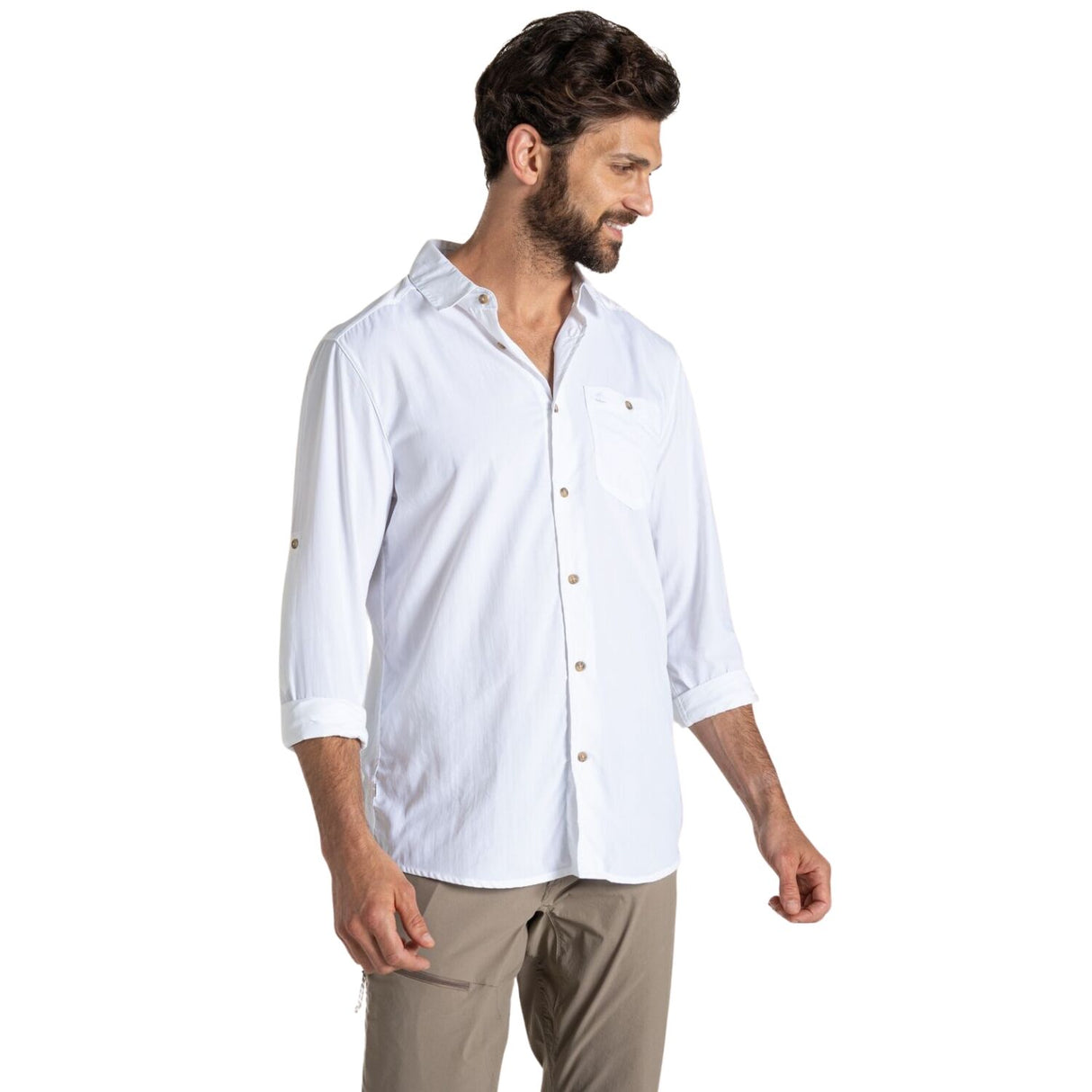 Craghoppers Mens Nuoro II Anti-Insect Quick Dry Long Sleeve Travel Shirt in White