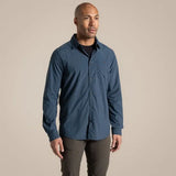 Craghoppers NosiLife Pro V Long Sleeve Travel Shirt in Blue Stone