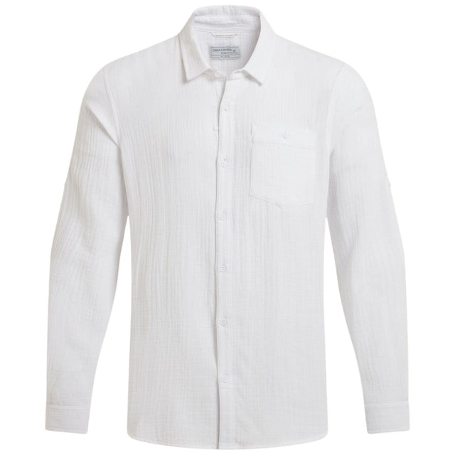 Craghoppers Mens Moro 100% Cotton Insect Repellent Long Sleeve Shirt in White