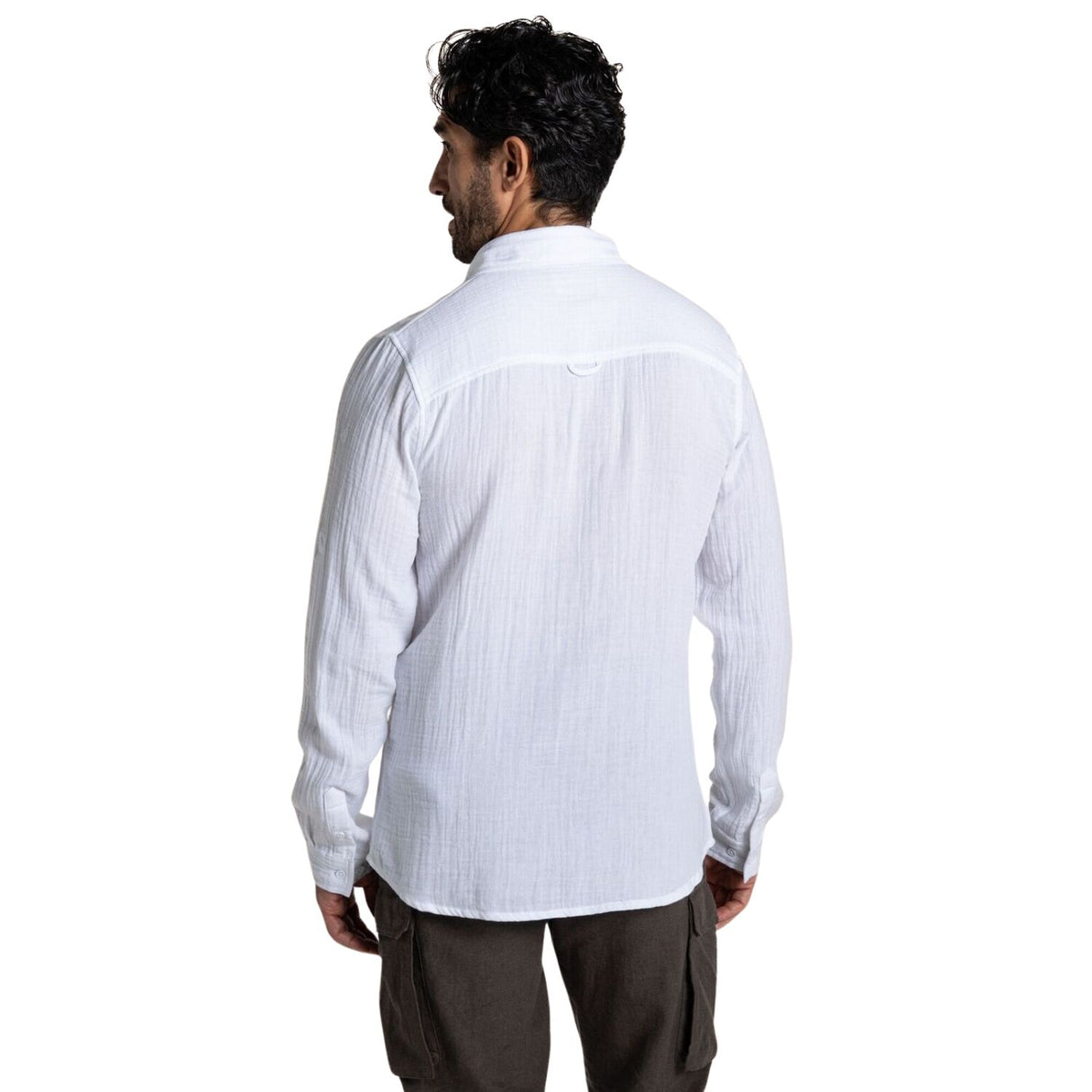 Craghoppers Mens Moro 100% Cotton Insect Repellent Long Sleeve Shirt in White