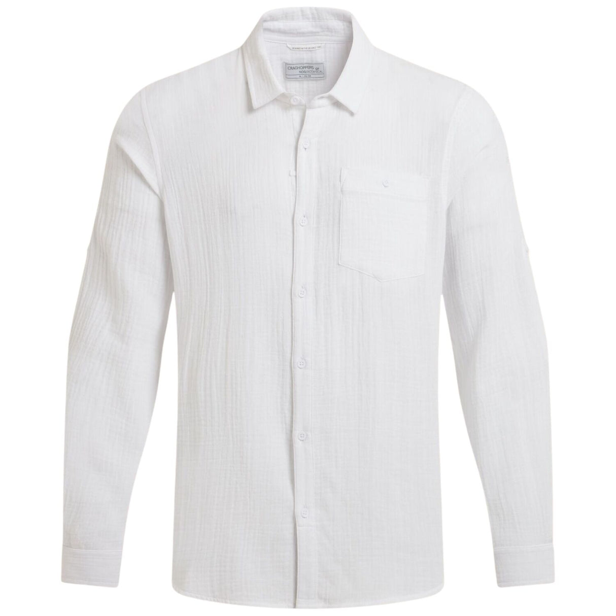 Craghoppers Mens Moro 100% Cotton Insect Repellent Long Sleeve Shirt in White