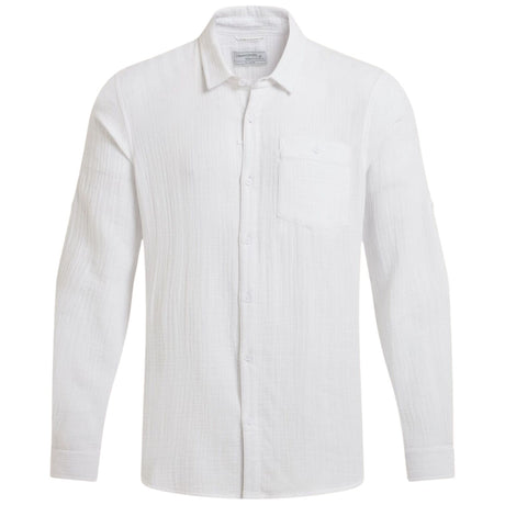 Craghoppers Mens Moro 100% Cotton Insect Repellent Long Sleeve Shirt in White