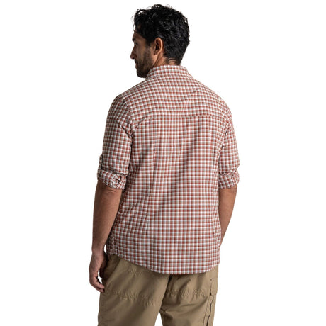 Craghoppers Mens Nuoro Insect Repellent Quick Dry Long Sleeve Shirt in Red Beach Check