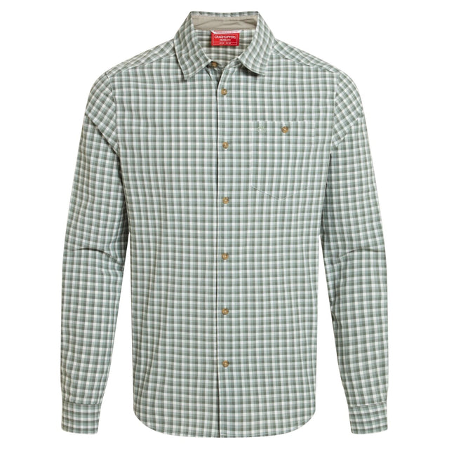 Craghoppers NosiLife Nuoro Check Long Sleeve Shirt in Lichen Green / Ecru Check