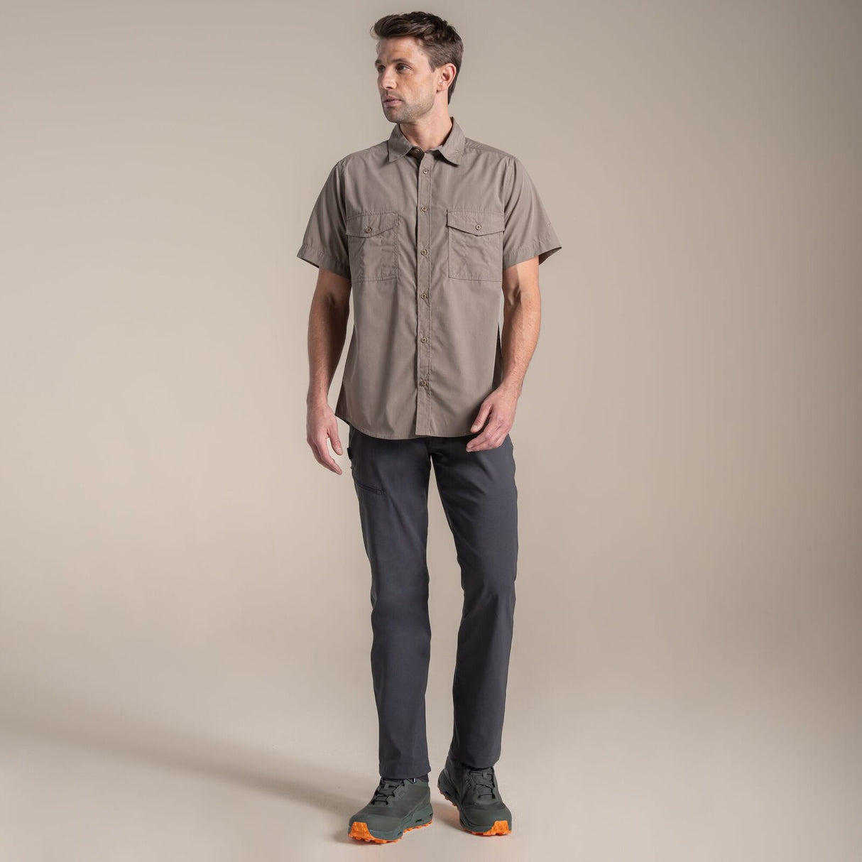 Craghoppers Kiwi II Short Sleeve UPF50+ Hiking Shirt in Pebble