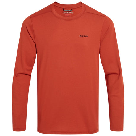 Craghoppers Mens Abel Insect Repellent Quick Dry Long Sleeve T-Shirt in Red Beach