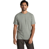Craghoppers Mens Buffon Anti-Insect Organic Cotton Linen Blend Short Sleeve T-Shirt in Lichen Green Stripe