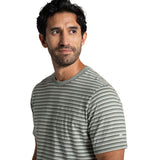 Craghoppers Mens Buffon Anti-Insect Organic Cotton Linen Blend Short Sleeve T-Shirt in Lichen Green Stripe