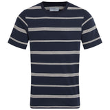 Craghoppers Mens Buffon Short Sleeve T-Shirt Organic Cotton Linen NosiBotanical Insect Repellent in Blue Navy Stripe