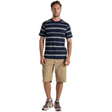 Craghoppers Mens Buffon Short Sleeve T-Shirt Organic Cotton Linen NosiBotanical Insect Repellent in Blue Navy Stripe