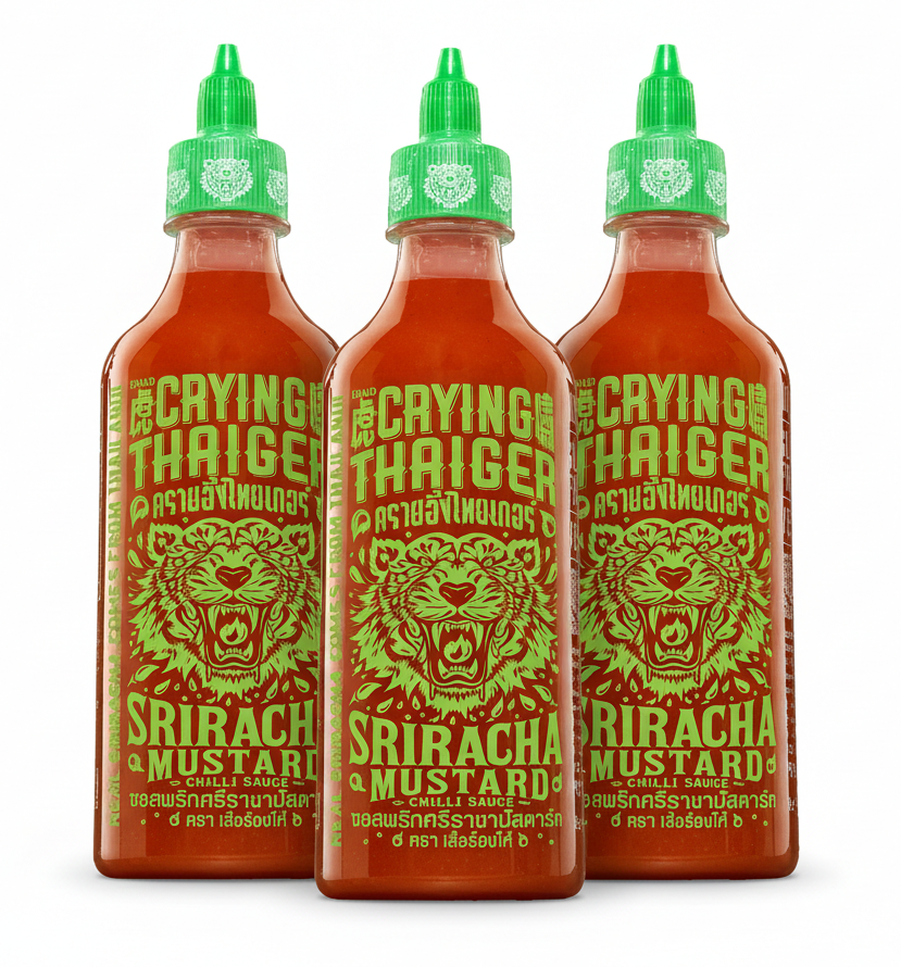 3x 440ml Crying Thaiger Thai Sriracha Sauce - Chilli Mustard (Product of Thailand)