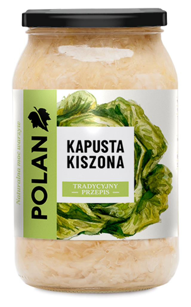 520g Polan Sauerkraut Fermented Cabbage Kapusta Kiszona in Glass Jar - Product of Poland