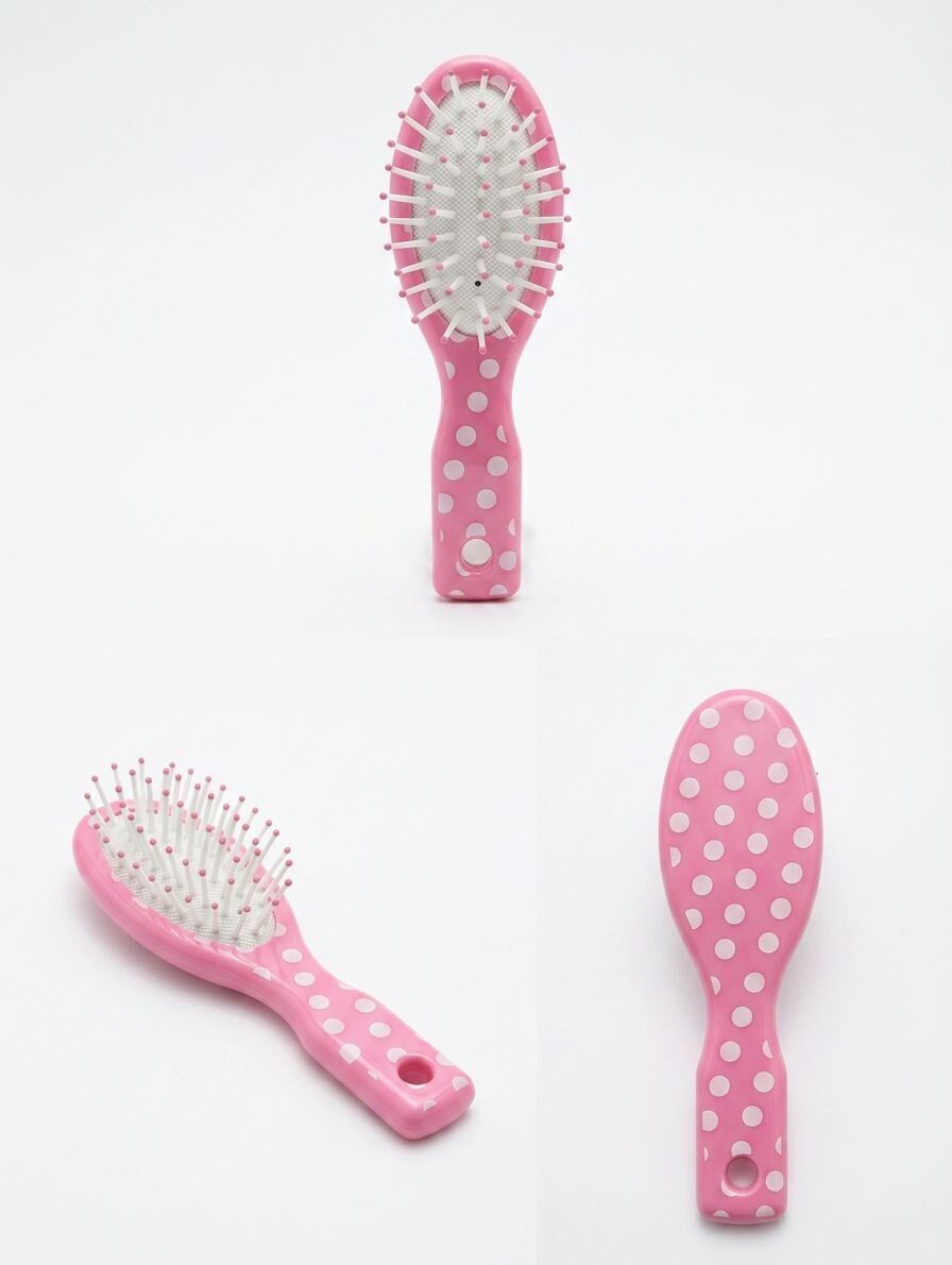 24x Kids 12.5cm Polka Dot Mini Hairbrushes Bulk Pack - Assorted Colours