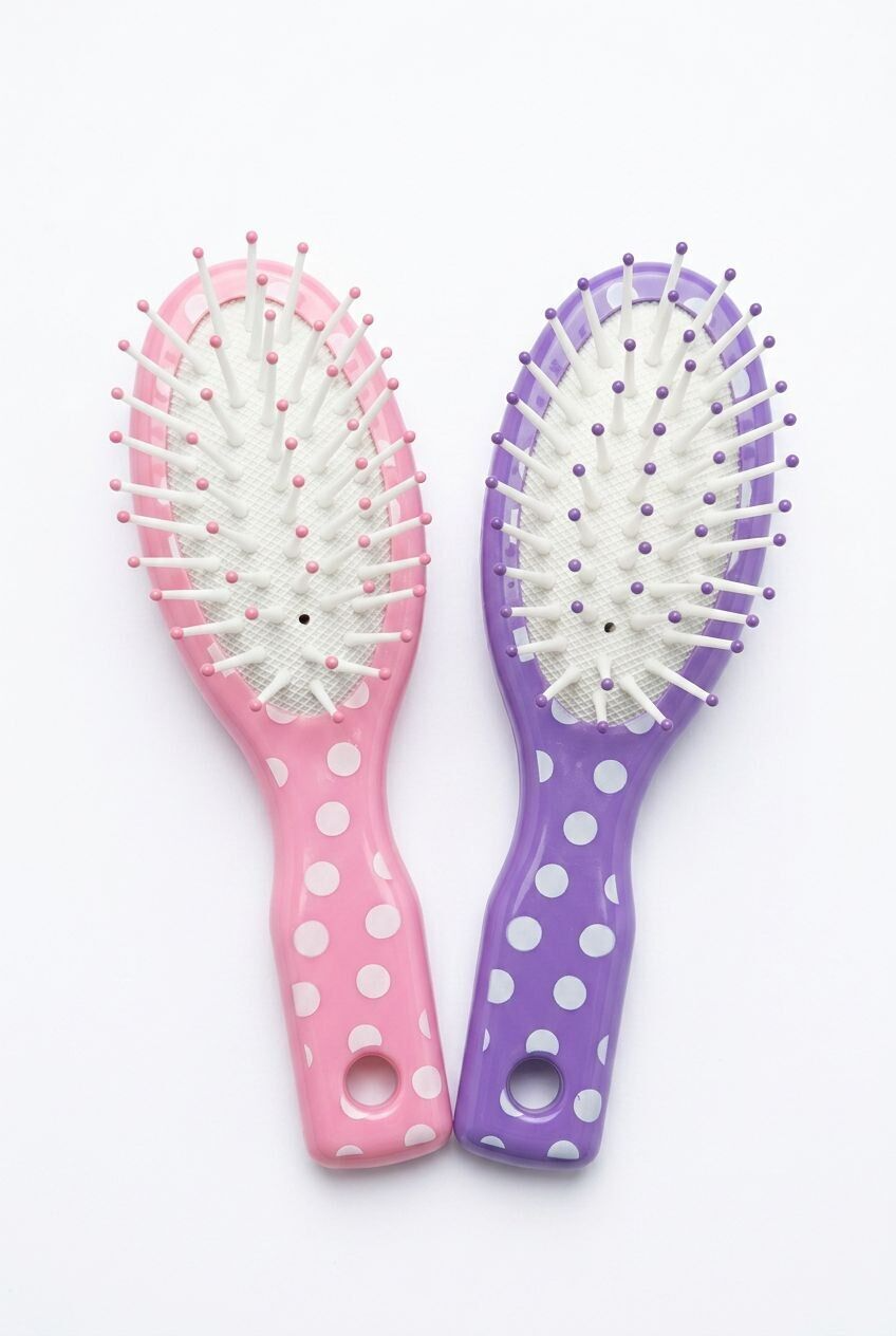24x Kids 12.5cm Polka Dot Mini Hairbrushes Bulk Pack - Assorted Colours