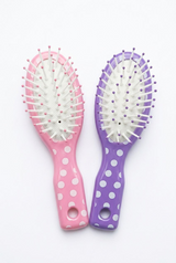 24x Kids 12.5cm Polka Dot Mini Hairbrushes Bulk Pack - Assorted Colours