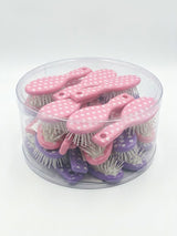 24x Kids 12.5cm Polka Dot Mini Hairbrushes Bulk Pack - Assorted Colours