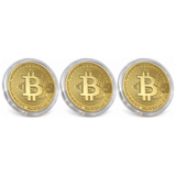 3x Bitcoin Commemorative Collectors Coin w/ Case Pack - Gold Plated