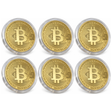 6x Bitcoin Commemorative Collectors Coin w/ Case Bulk Pack - Gold Plated