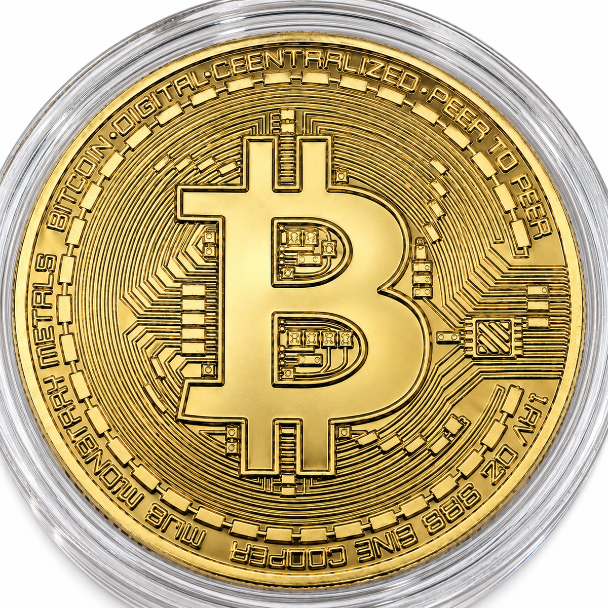1 x New Gold Bitcoin Commemorative Collectors Gold Plated Bit Coin w/ Case