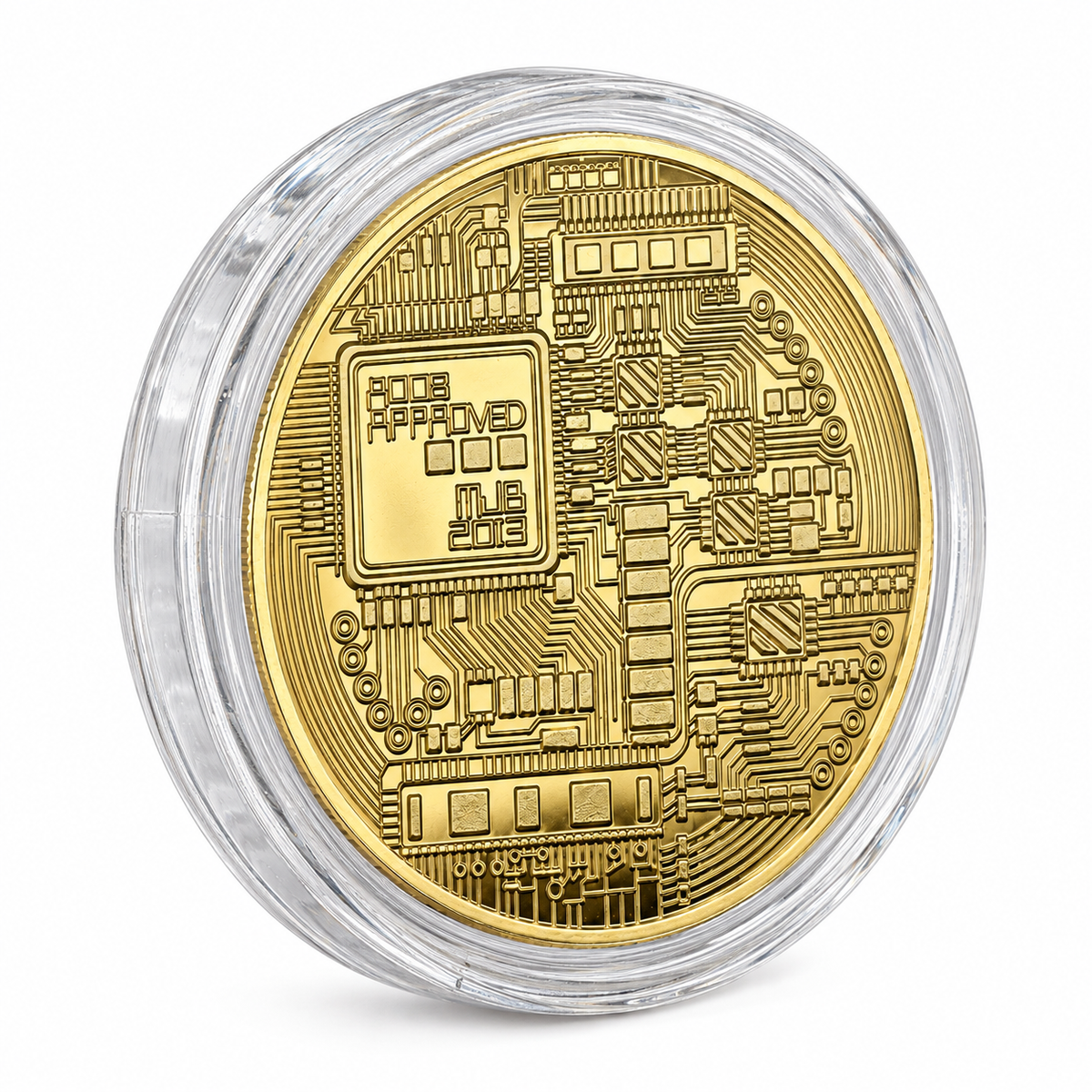 1 x New Gold Bitcoin Commemorative Collectors Gold Plated Bit Coin w/ Case