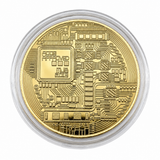 1 x New Gold Bitcoin Commemorative Collectors Gold Plated Bit Coin w/ Case