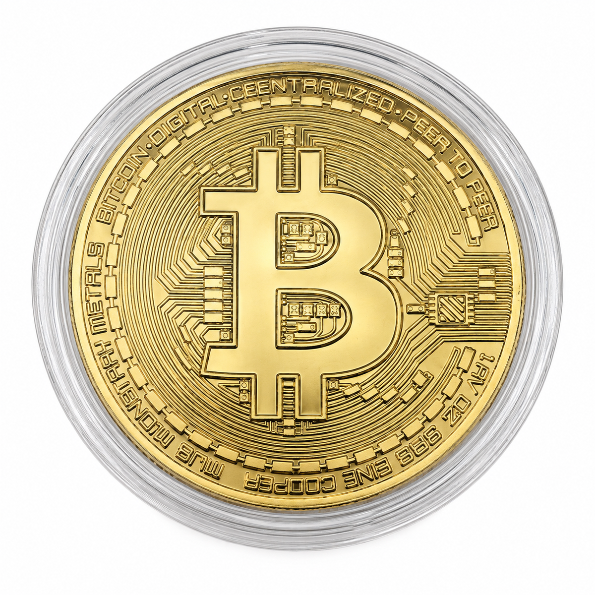 1 x New Gold Bitcoin Commemorative Collectors Gold Plated Bit Coin w/ Case