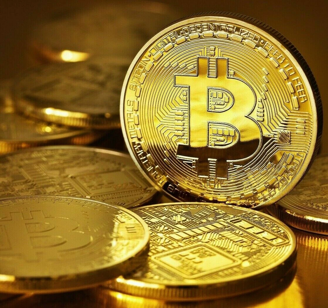 1 x New Gold Bitcoin Commemorative Collectors Gold Plated Bit Coin w/ Case