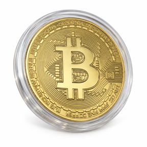 1 x New Gold Bitcoin Commemorative Collectors Gold Plated Bit Coin w/ Case