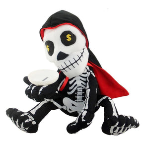 Halloween Skeleton Piggy Bank Coin Box Money Saving Plush Toy w/ Music & Dancing