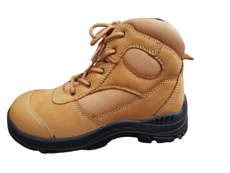 DYN Industrial Steel Cap Boots w Side Zip Safety Work Boots Construction Toe - Honey