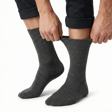 1x Pair Charcoal Cotton Rich Loose Top Socks (Comfort Diabetic Circulation)
